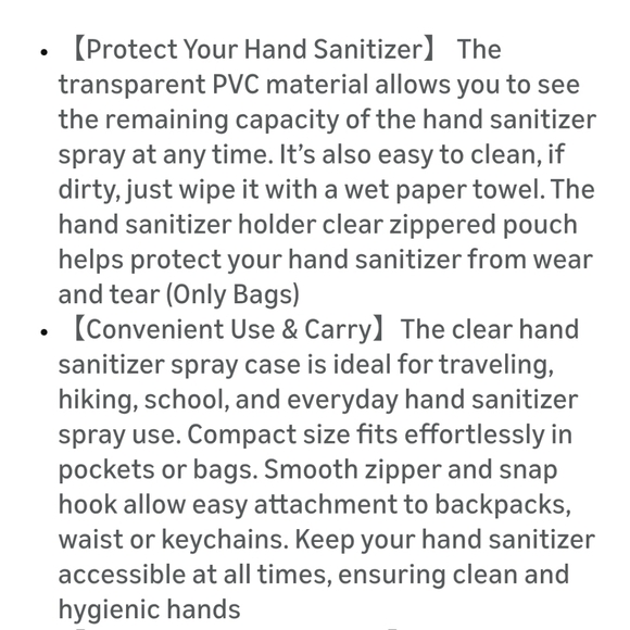 Transparent Zippered Pouches With Snap Hook For Hand Sanitizer, Make Up, Earbuds - Picture 7 of 12